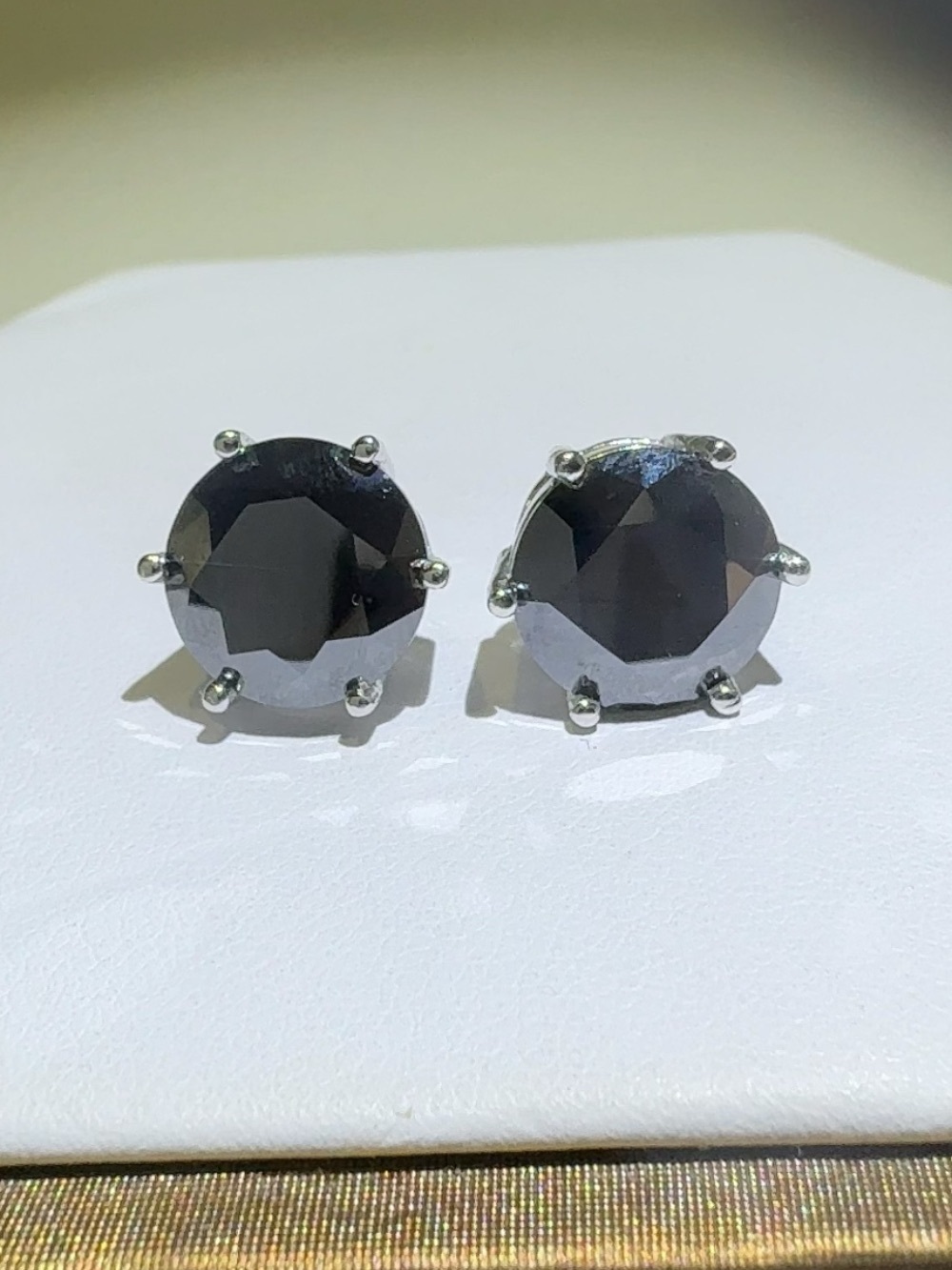 4CT Black Moissanite Stud Earrings 925 Sterling Silver Platinum Plated Certified